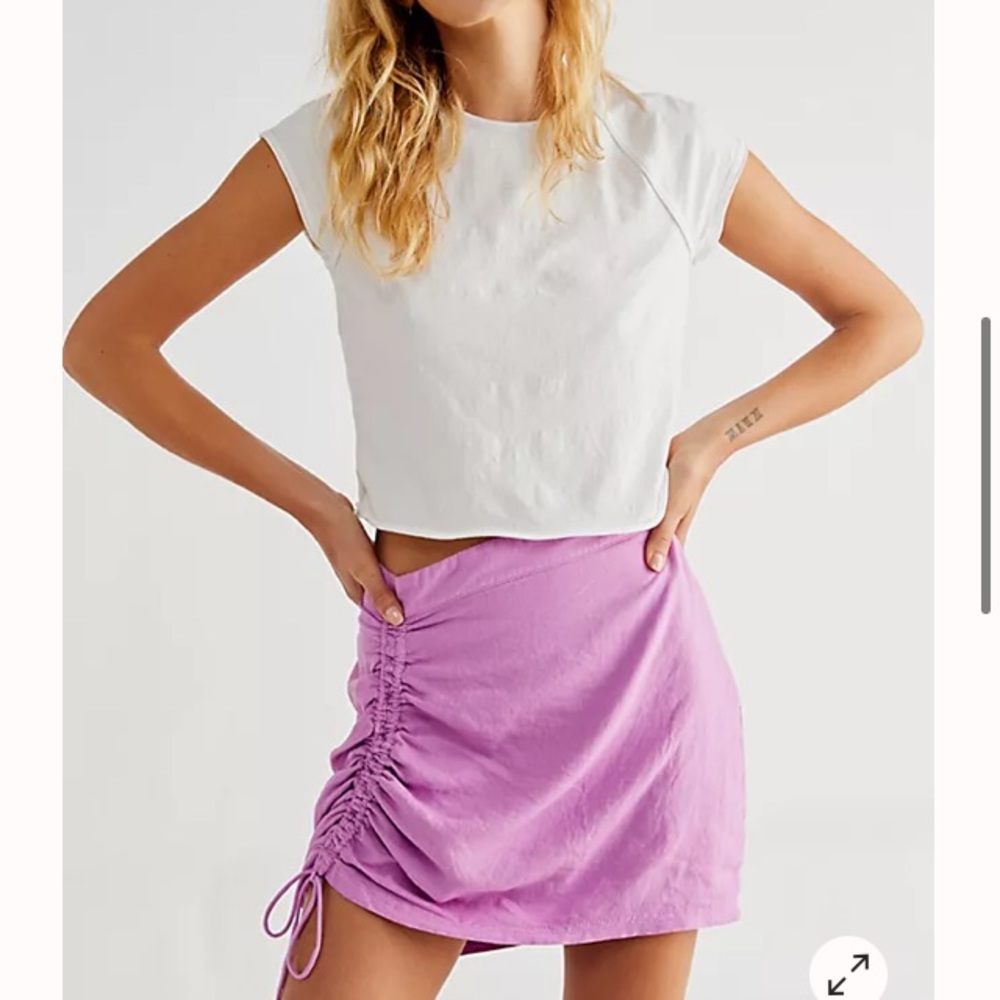 Free People Tori Side Ruched Mini Skirt Purple